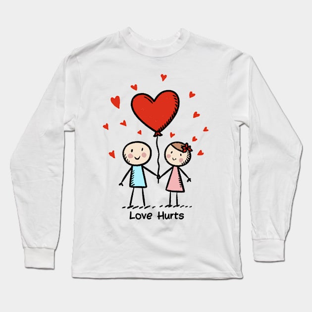 Stick Figure Lovers Couple Love Valentine's Day Long Sleeve T-Shirt by Macphisto Shirts